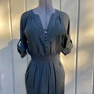 Twelfth Street - Black Cinched-Waist Midi Dress